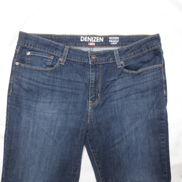 LEVI’S DENIZEN womens JEANS blue STRAIGHT CROP modern DENIM mid-rise SIZE 16 - Picture 3 of 10